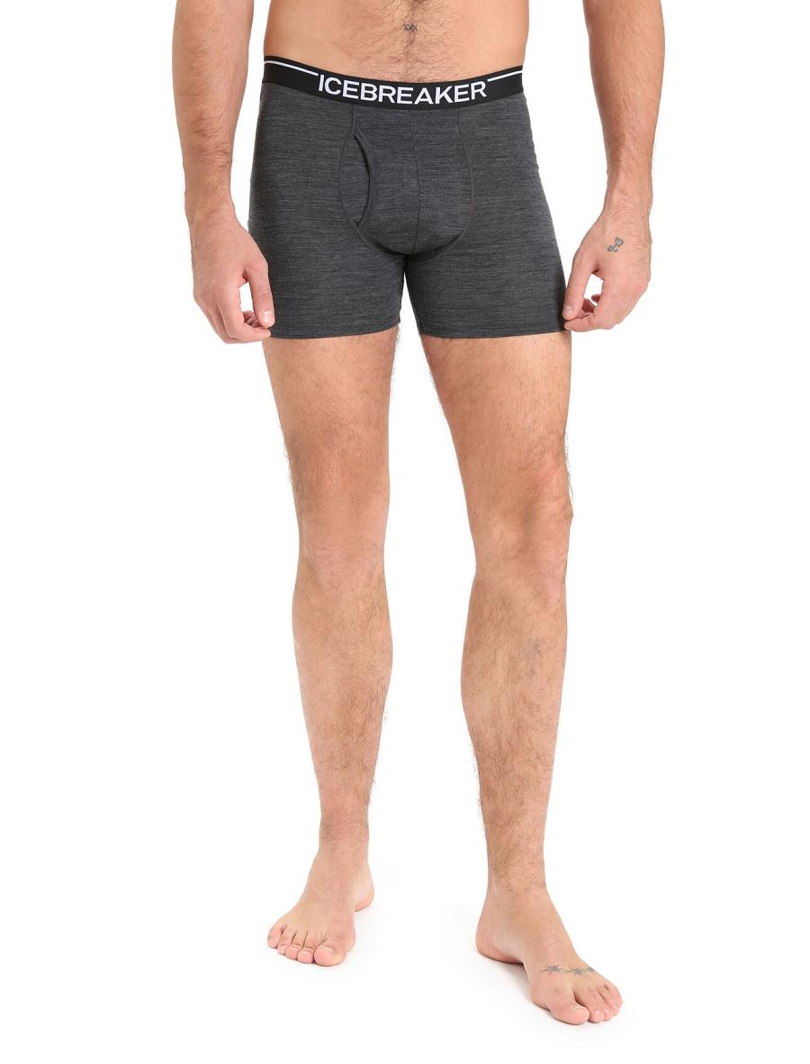 Icebreaker Merino Anatomica Boxers With Fly Miesten Alusvaatteet Mustat Harmaat | FI 1308ILHS